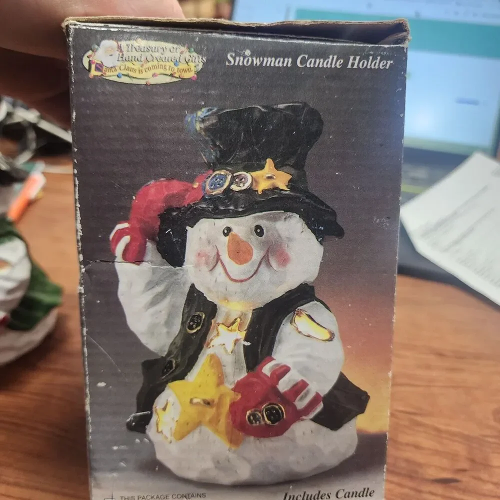 Vintage Snowman Tea Light Winter Candle Christmas